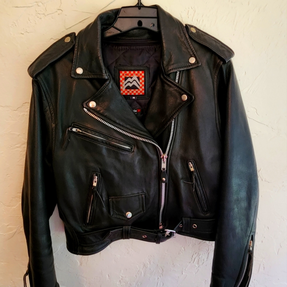 LeatherJacket, Moto Mod, Black,  Size M, full removable lining